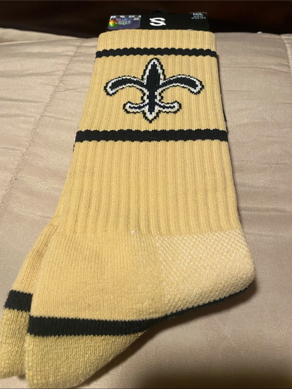 NFL Yellow and Black Fleur-de-Lis Athletic Crew Socks